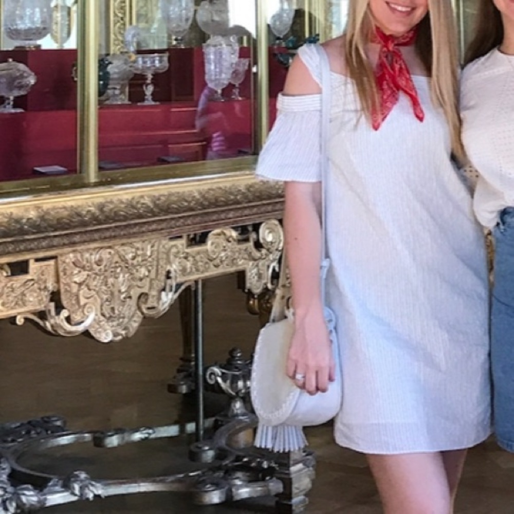 Madewell White Dress with small black stripes
